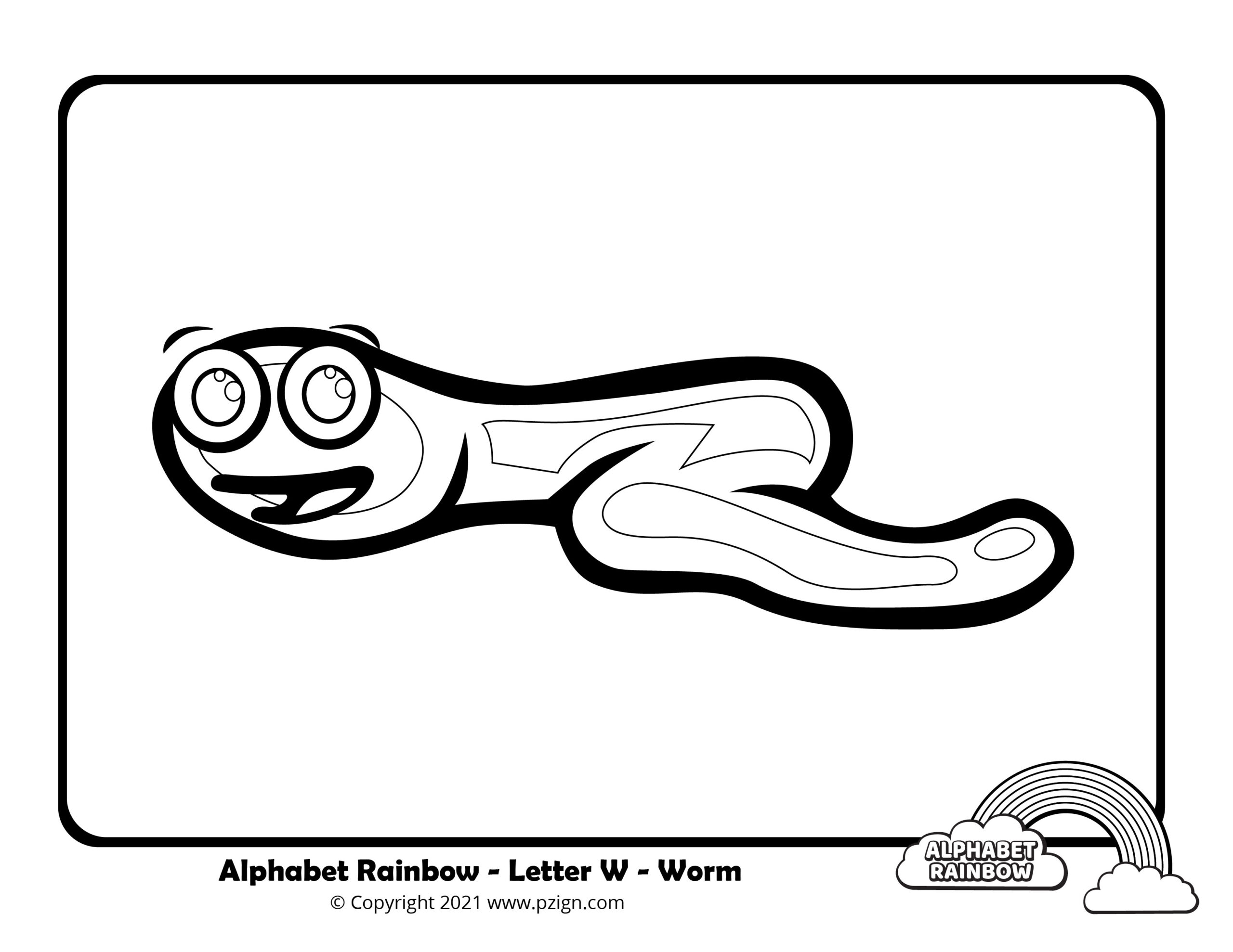 Alphabet rainbow â letter w coloring pages