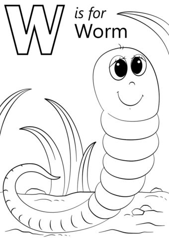 W is for worm coloring page from letter w category select from printable crafts of câ alphabet coloring pages abc coloring pages preschool coloring pages