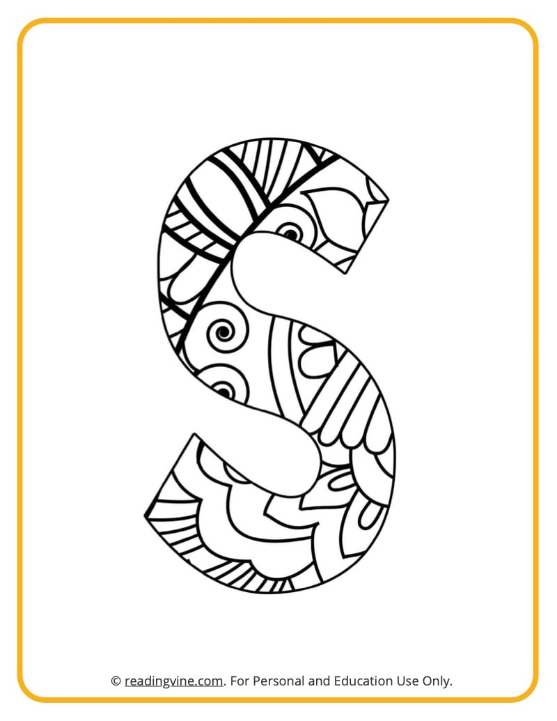 Letter s coloring pages