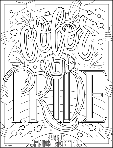 Color with pride rainbow coloring page