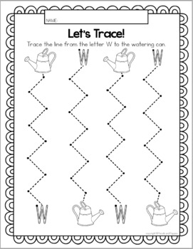 Letter w tracing worksheets