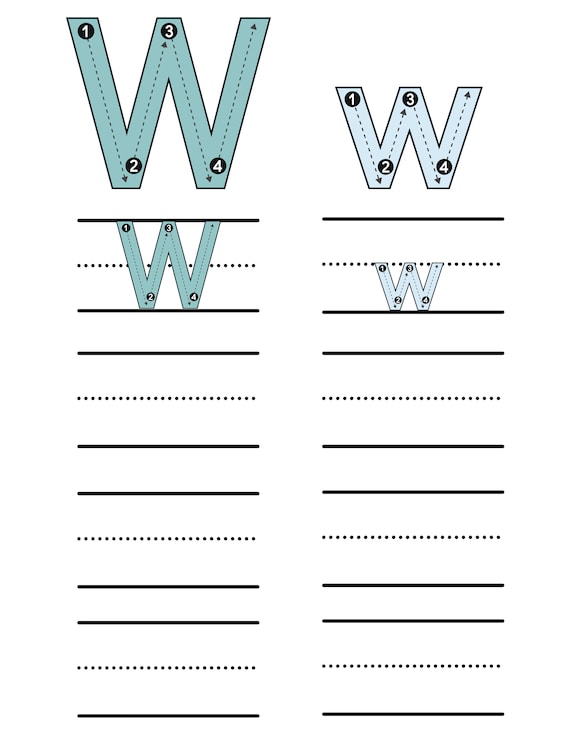 Letter w coloring page sound identification and tracing