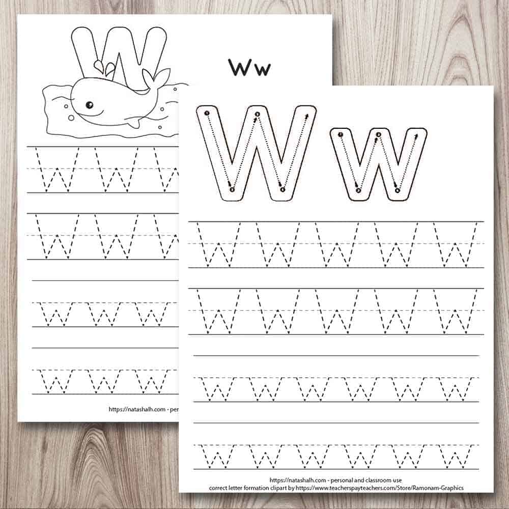 Free printable letter w tracing worksheets w is for whale