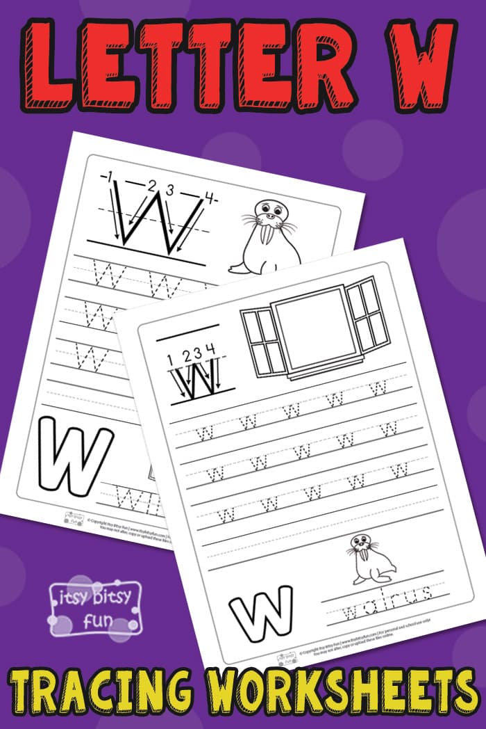 Letter w tracing worksheets
