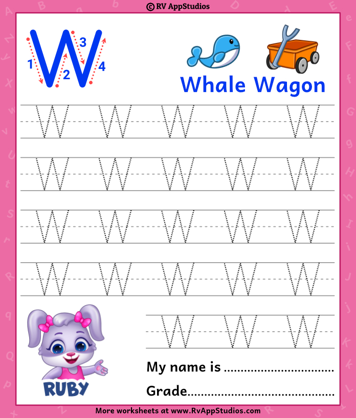 Capital letter w tracing worksheet trace uppercase letter w