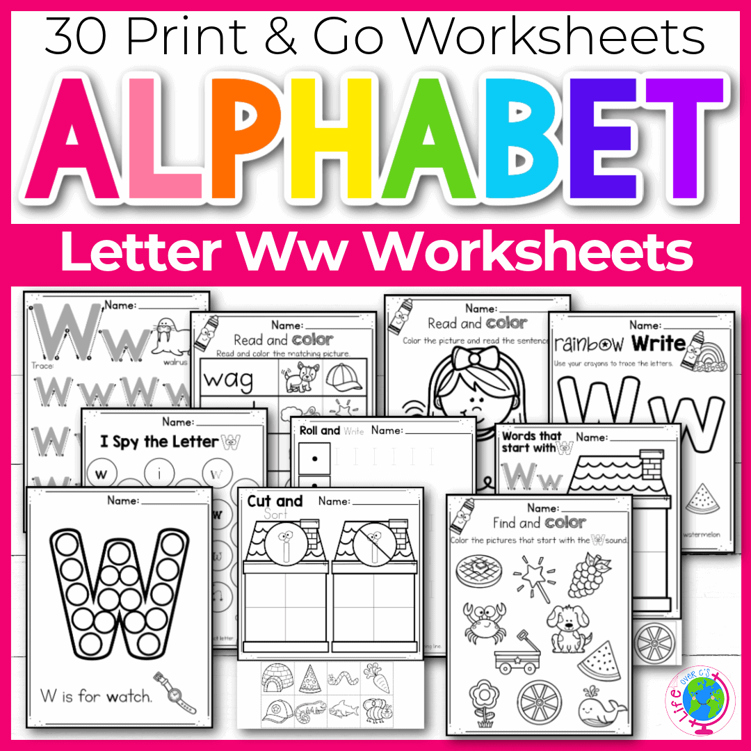 Free printable letter w worksheets tracing letter recognition alphabet sounds