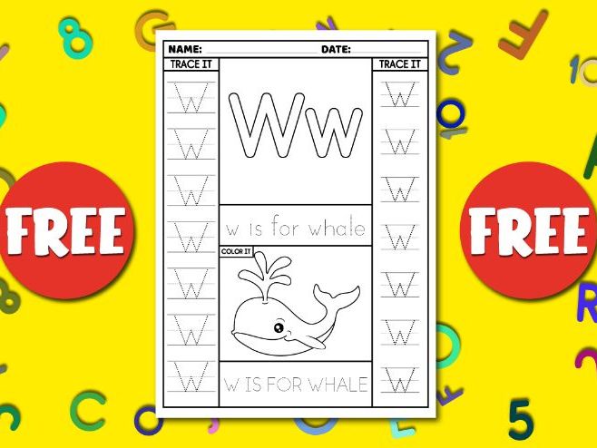 Alphabet handwriting practice w whale coloring pages letter tracing writing w teaching resources