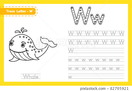 Trace letter w uppercase and lowercase
