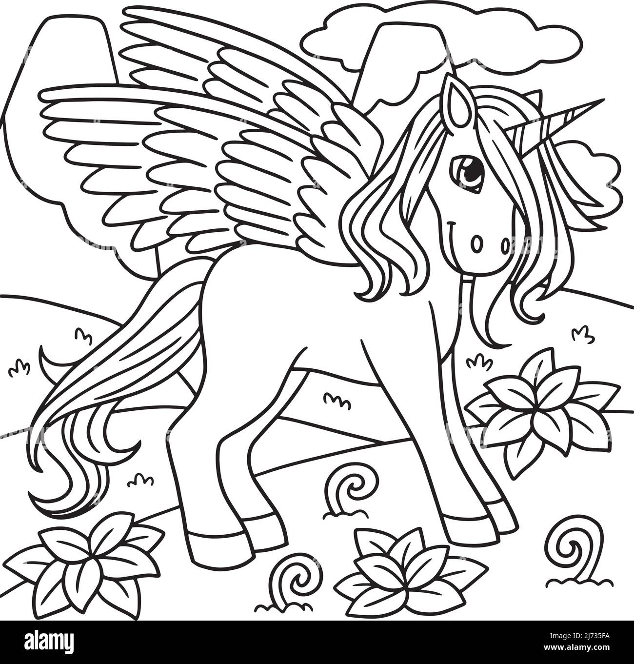 Coloring page unicorn hi