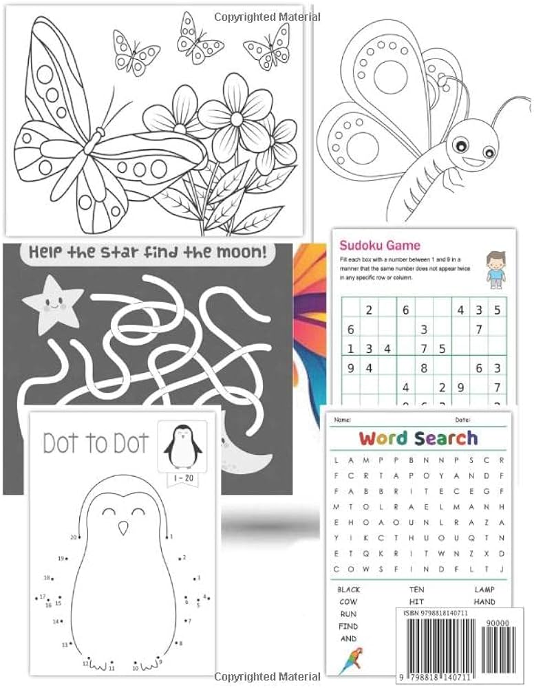 Butterflies coloring book for kids easy and cute coloring pages of different butterflies with beautiful wing patterns for boys girls fun gamesmazesword searchdot to dotâ carloss david