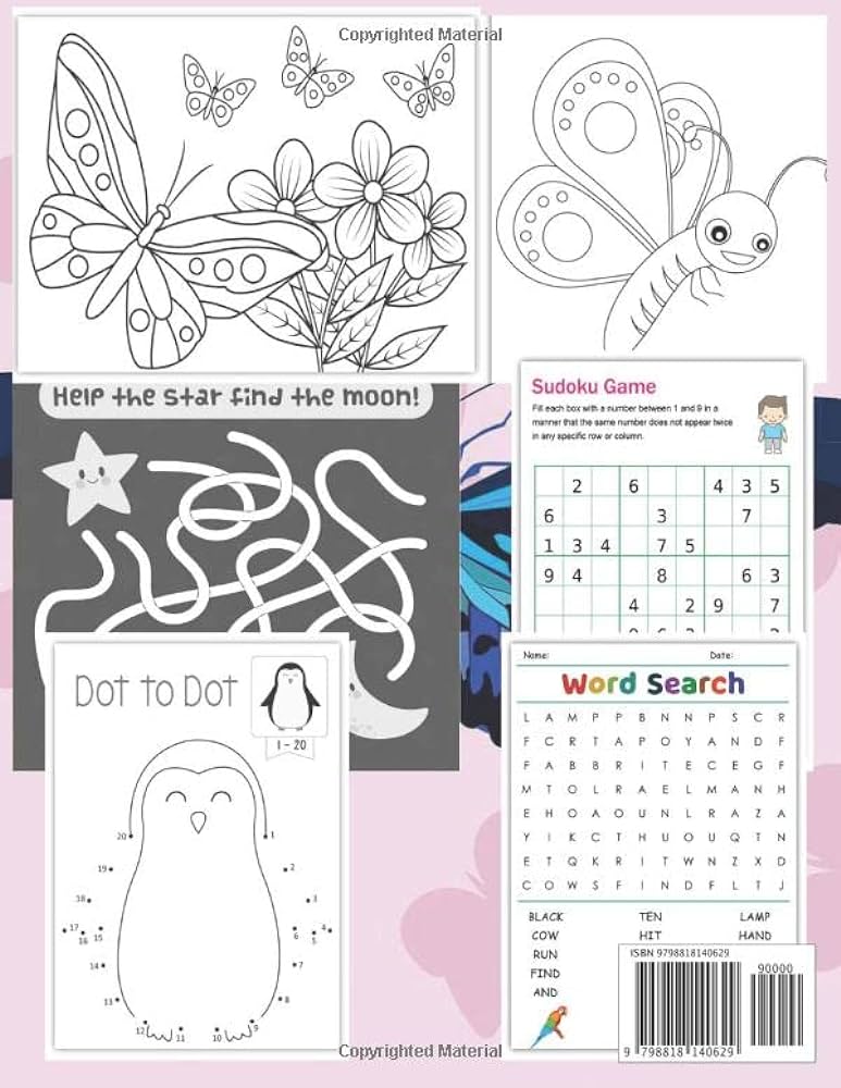 Butterflies coloring book for kids easy and cute coloring pages of different butterflies with beautiful wing patterns for boys girls fun gamesmazesword searchdot to dotâ by carloss david