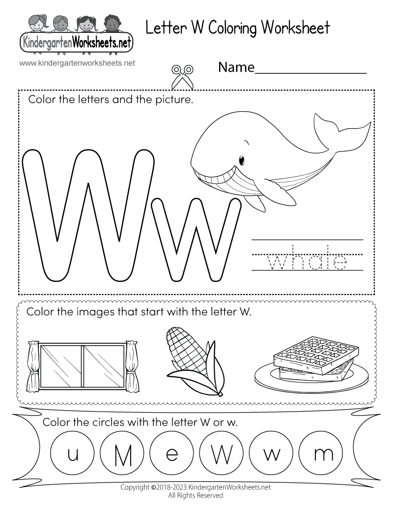 Letter w coloring worksheet