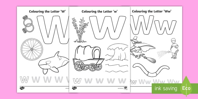 Letter w louring pages parent home learning resource