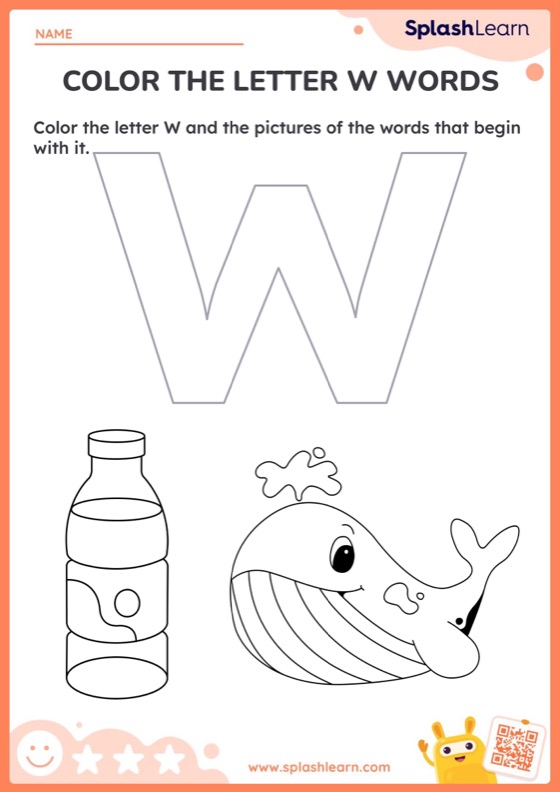 Color the letter w words