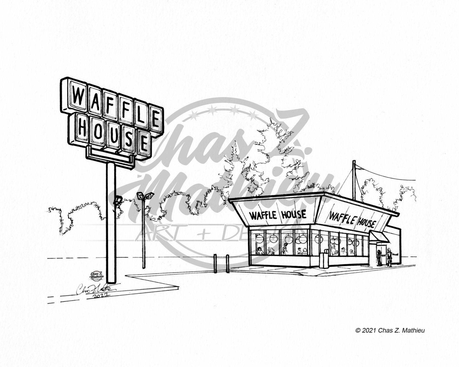 Waffle house x coloring page