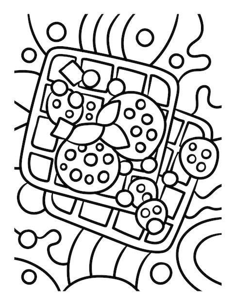 Premium vector waffle sweet food coloring page for kids