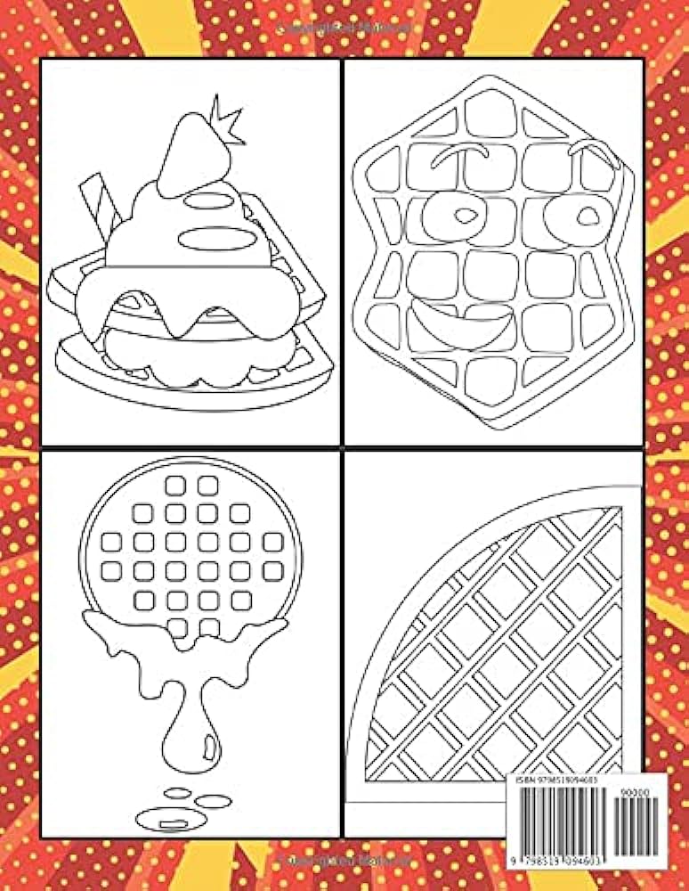 Waffle coloring book featuring fun beauty stress relieving relaxation unique waffle designs coloring pages siguenza cole books