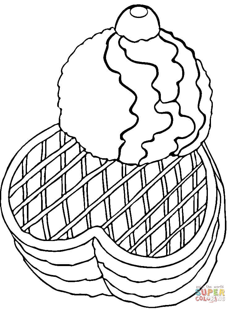 Ice cream with waffles coloring page free printable coloring pages
