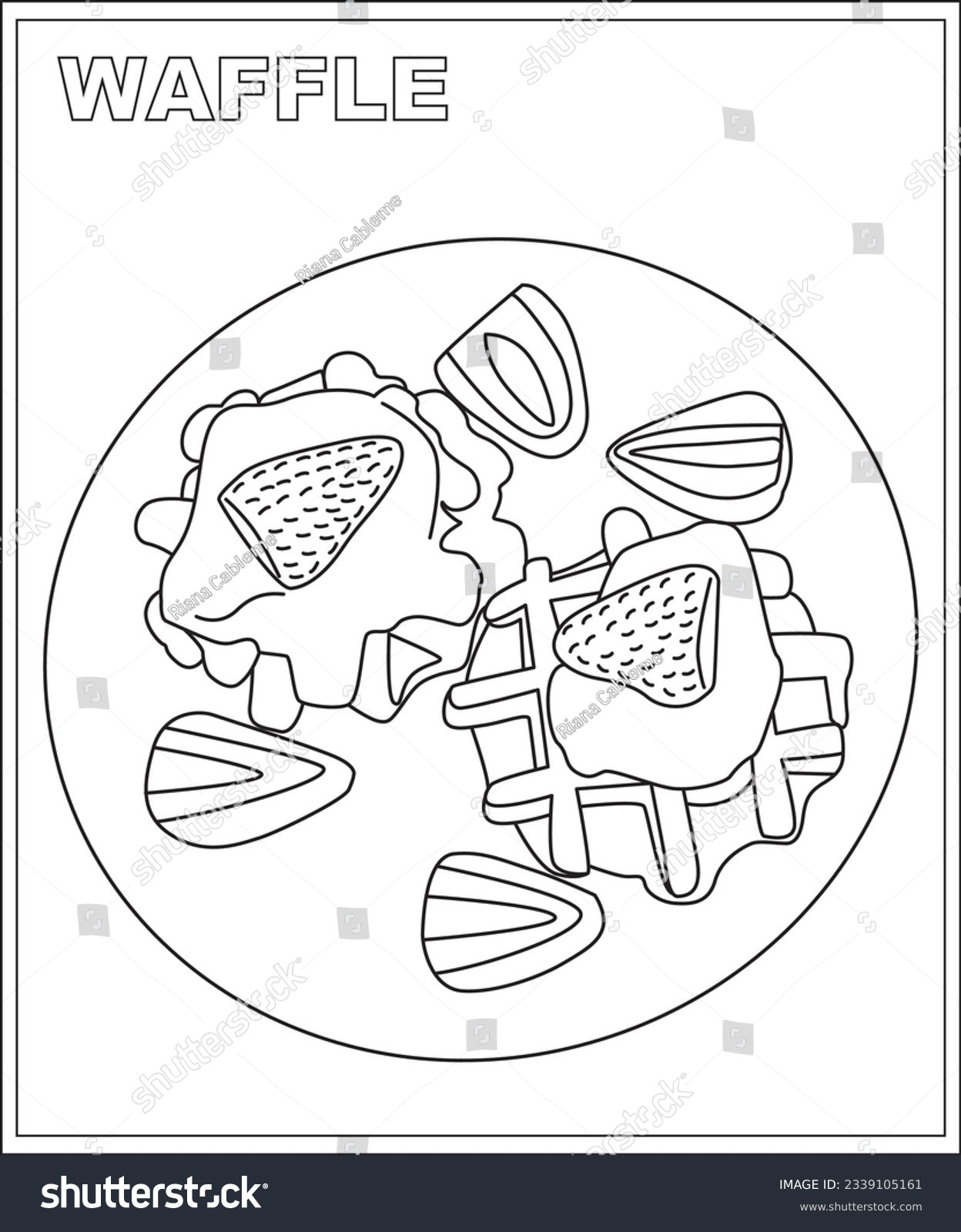 Waffle coloring book children food coloring stock vector royalty free