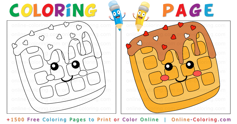 Funny waffle free online coloring page