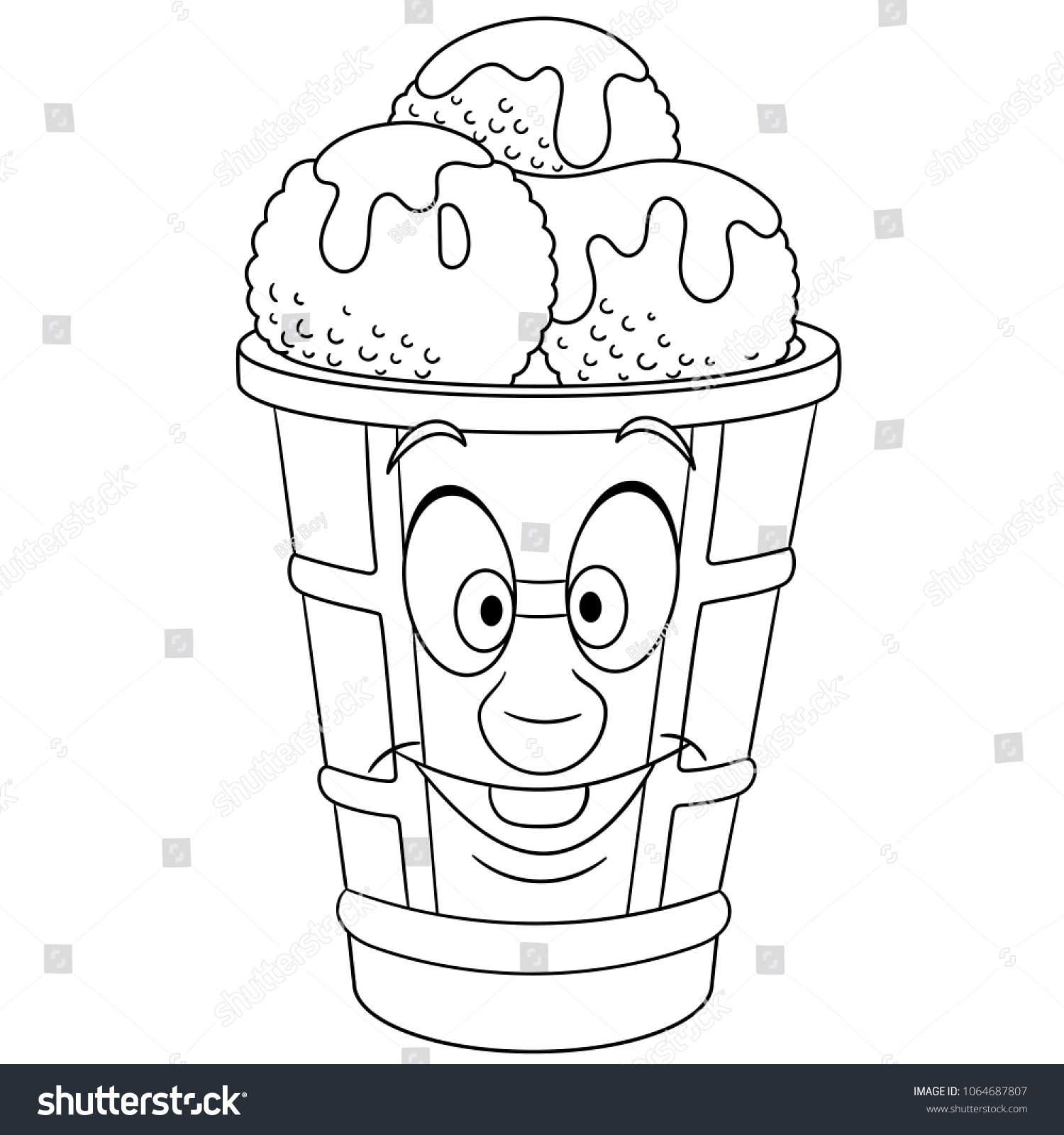 Hakuun ice cream waffle cup summer coloring liittyvã vektorikuva rojaltivapaa