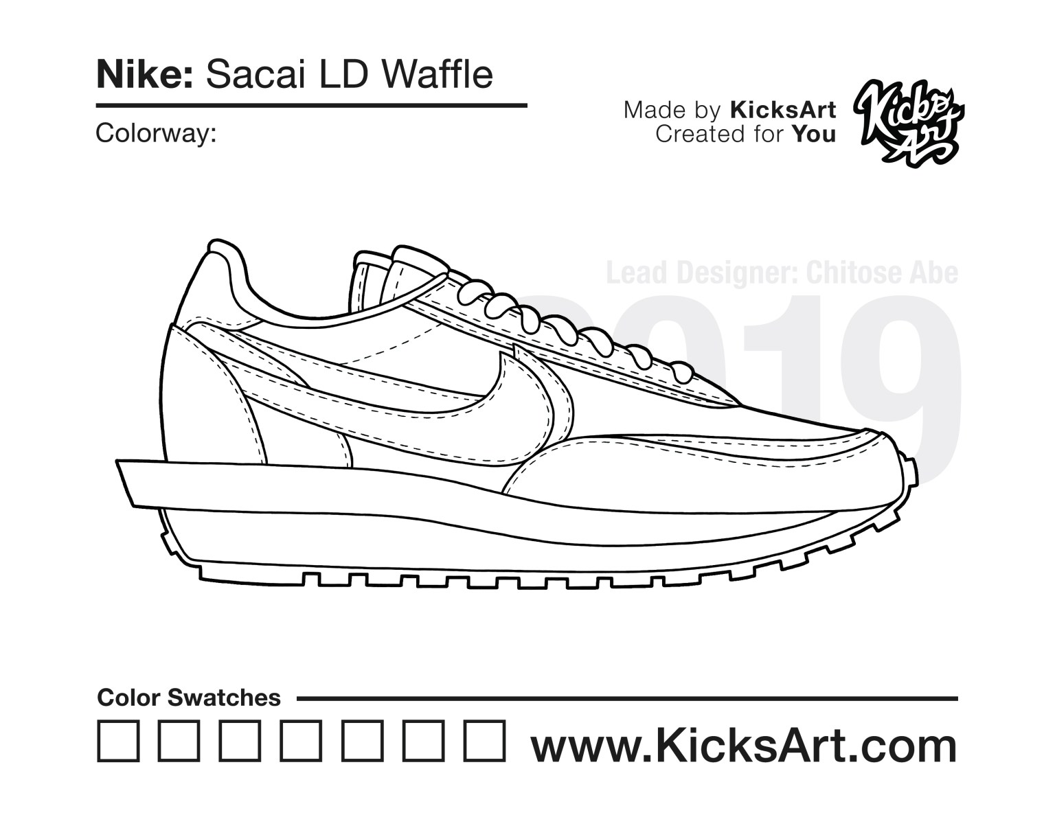 Nike sacai ld waffle sneaker coloring pages