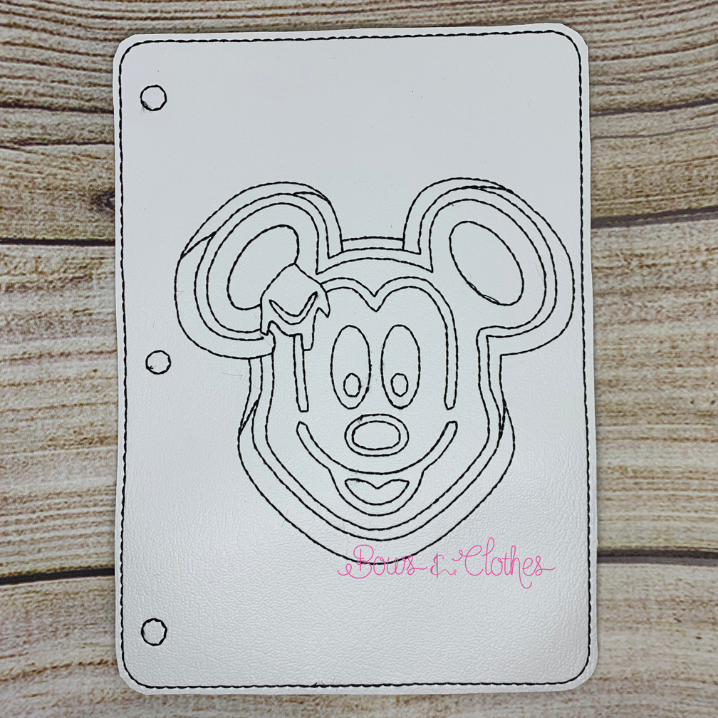 Mouse waffle coloring book page â bows and clothes