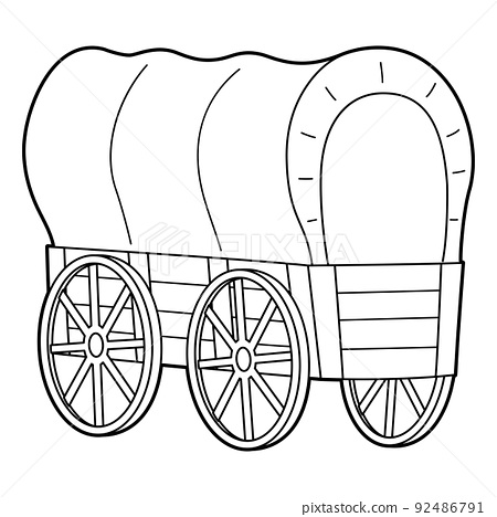 Wagon vehicle coloring page for kids