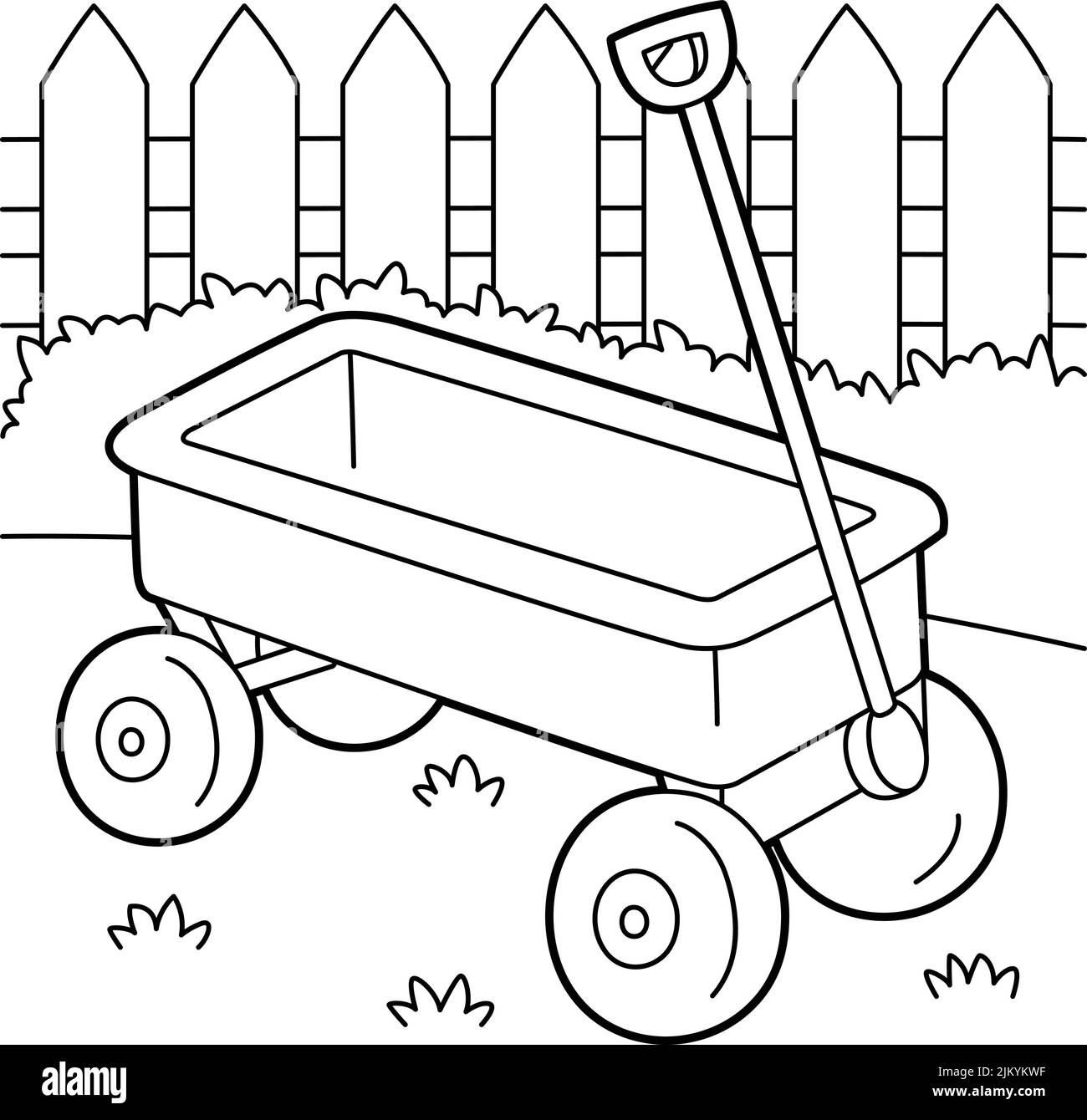 Wagon vehicle coloring page for kids stock vector image art