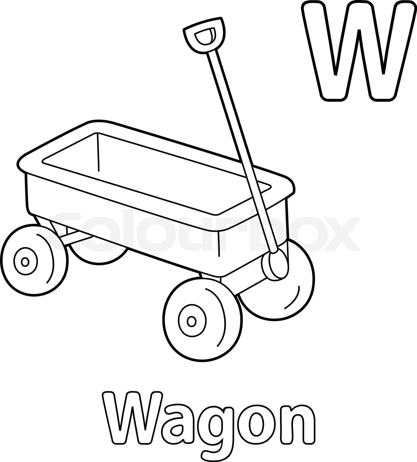 Wagon alphabet abc coloring page w stock vector