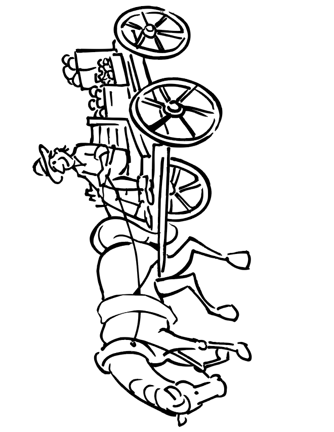 Horse and wagon coloring page horse pulling farmer on wagon