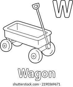 Wagon alphabet abc coloring page w stock vector royalty free