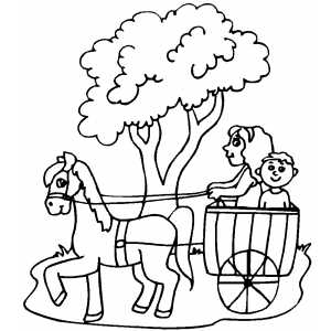 Kids in wagon coloring page