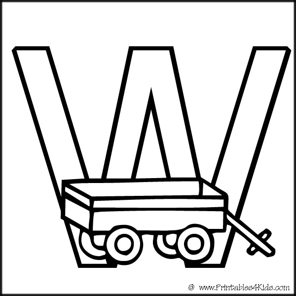 Alphabet coloring page letter w wagon â printables for kids â free word search puzzles coloring pages and other activities