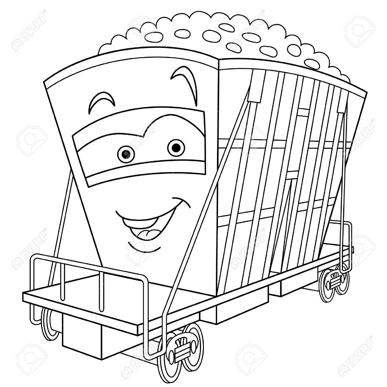 Coloring page coloring picture of cartoon railway carriage childish design for kids activity colouring book about transport royalty free svg cliparts vectors and stock illustration image