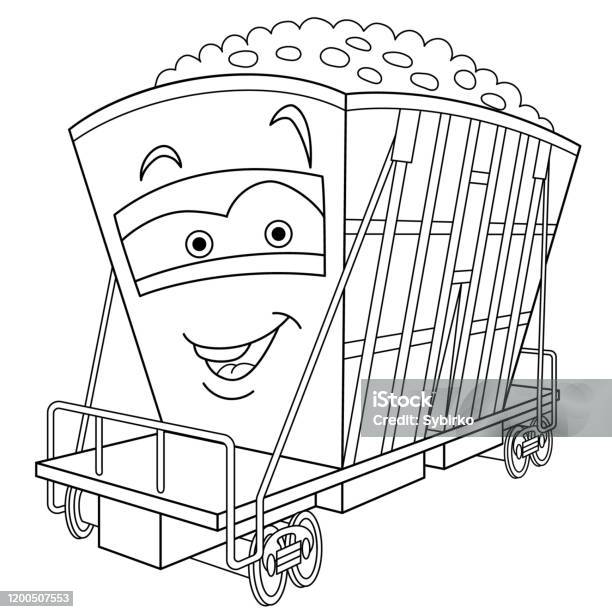 Coloring page of cartoon steam train lootive stock illustration