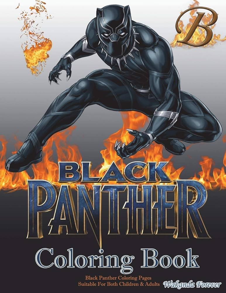 Black panther coloring book black panther coloring pages suitable for both children adults featuring over a dozen pictures of black panther wide standard paper size happy coloring by