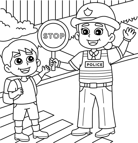 Thousand coloring page police royalty