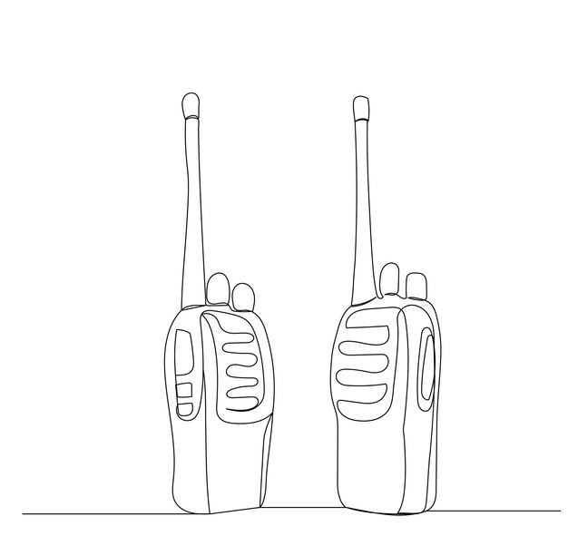 Premium vector one continuous line drawing of walkietalkie isolated vector