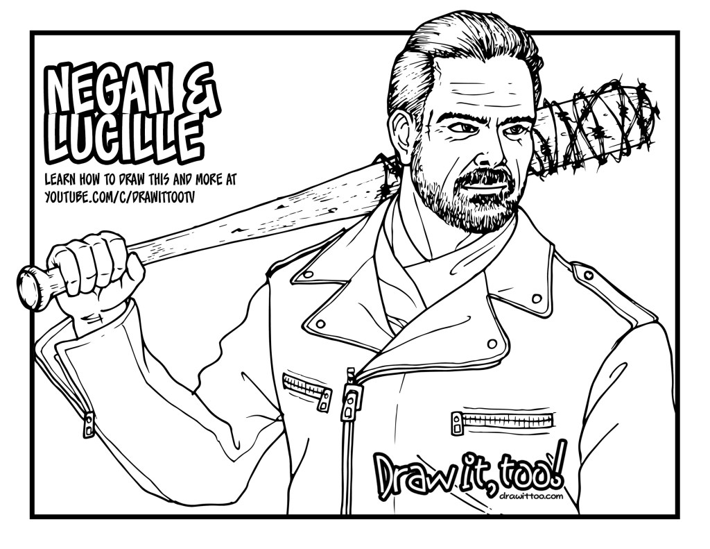 How to draw negan and lucille the walking dead drawing tutorial