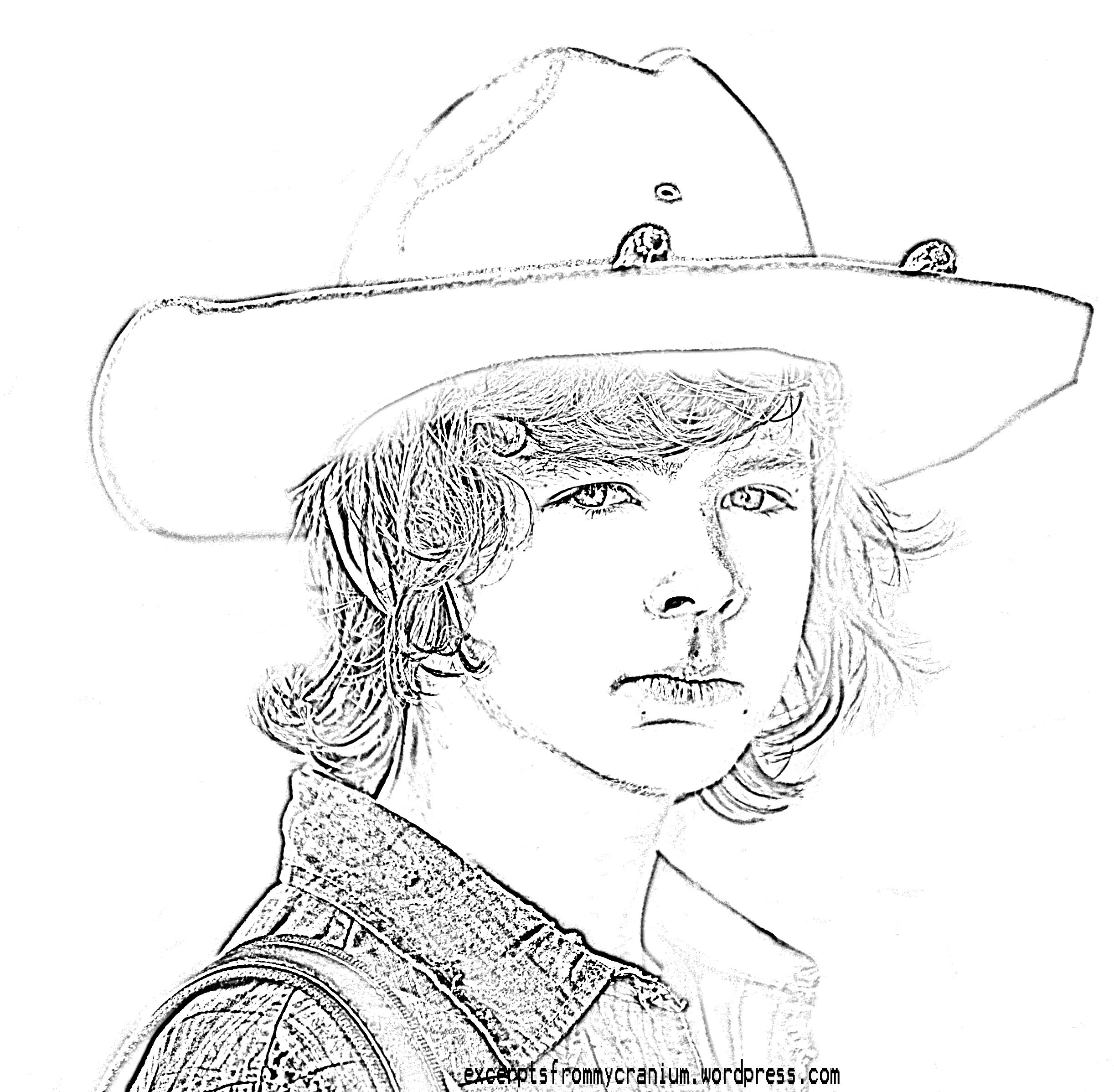 Colorful walking dead carl coloring pages