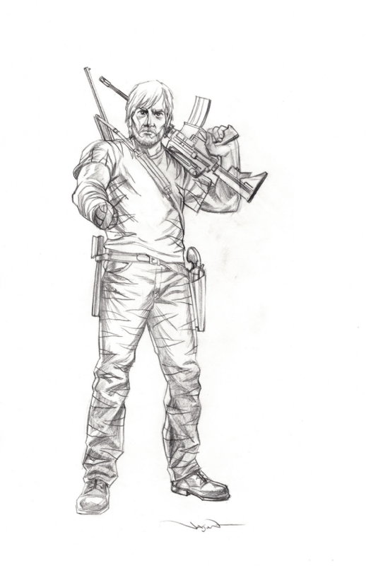 The walking dead shiva force rick sketch in shawn kirkhams the walking dead ic art gallery room