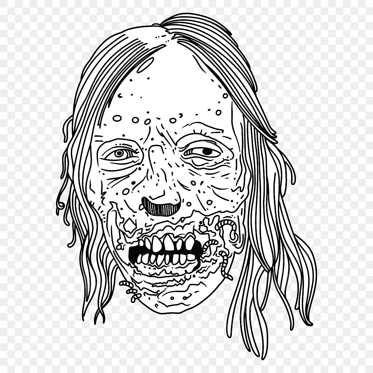 Halloween horror zombie vector art png zombie coloring page vector editable horror sheet image zombie drawing horror drawing ring drawing png image for free download