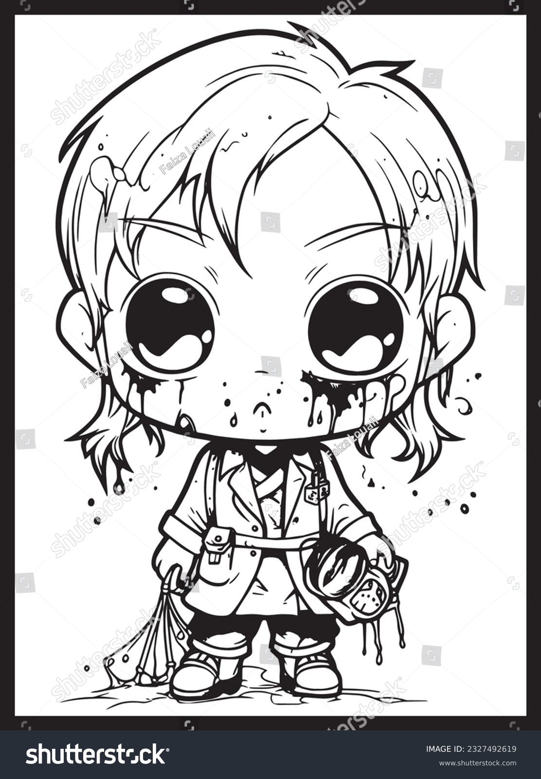 Cute horror chibi coloring pages stock vector royalty free
