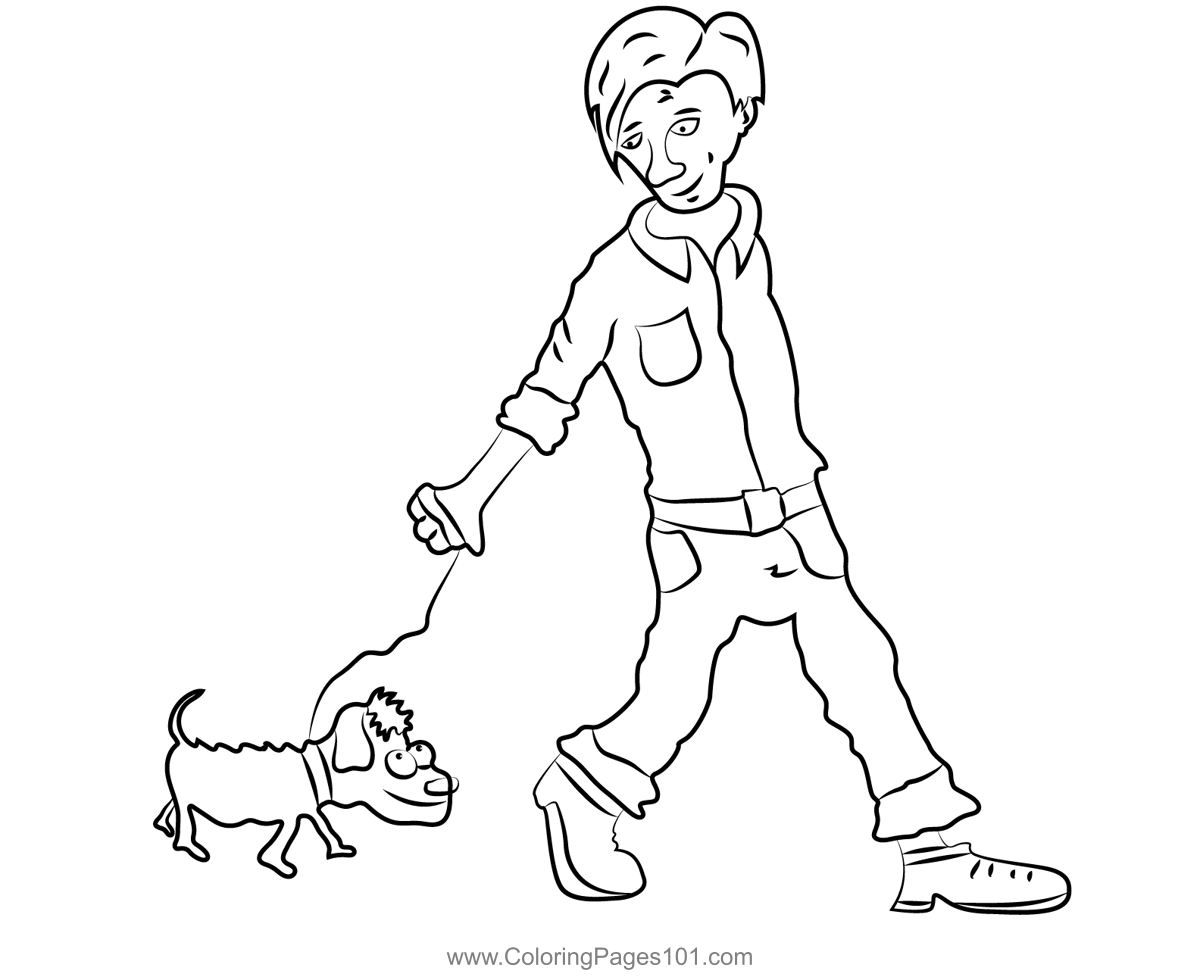 Man walking dog coloring page dog coloring page dog walking coloring pages