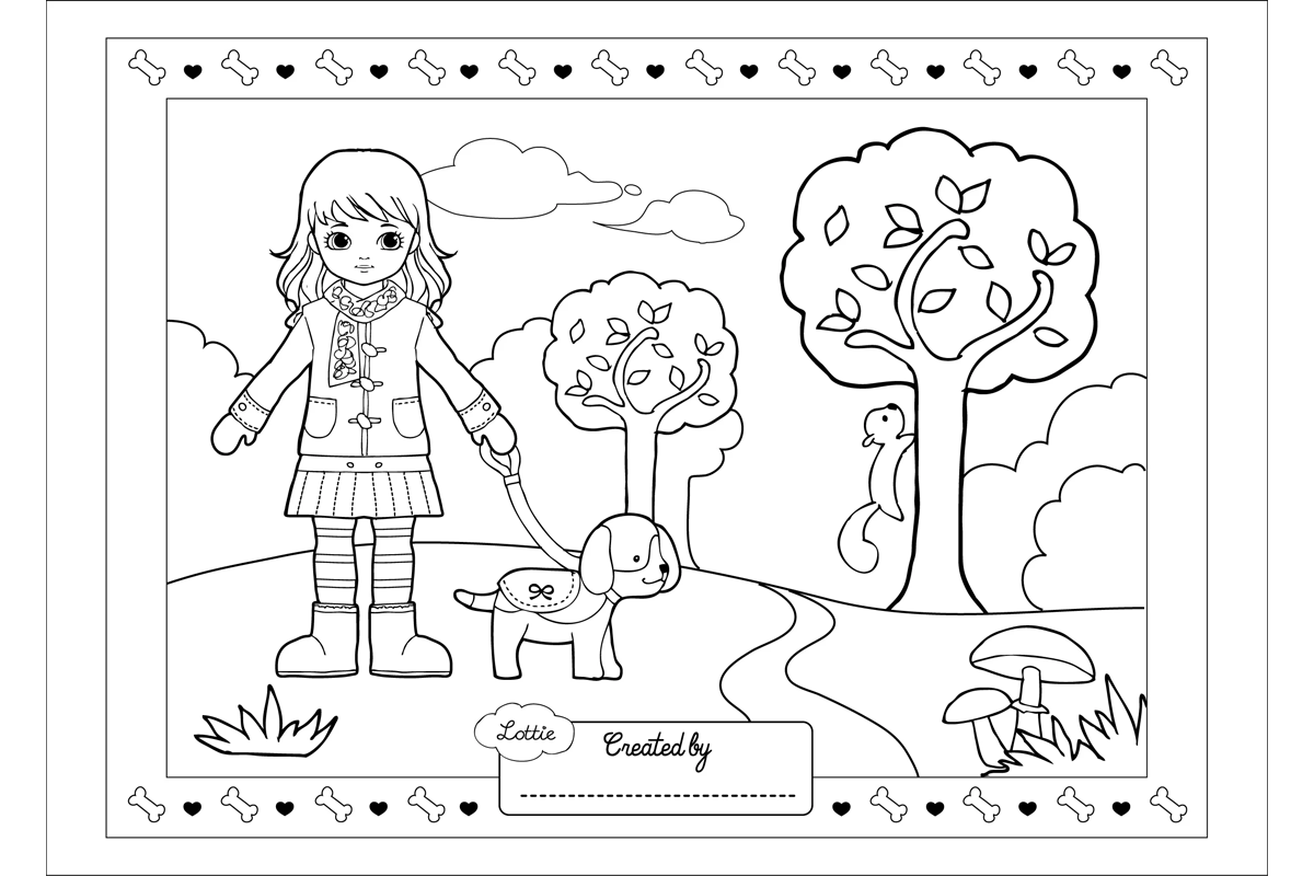 Dog walking coloring page