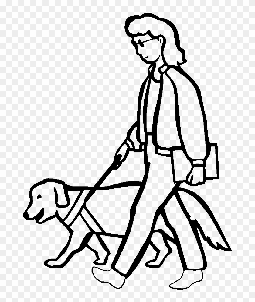 A blind woman walking with dog coloring pages