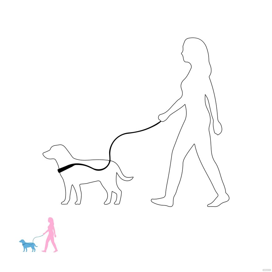 Free dog walking coloring page