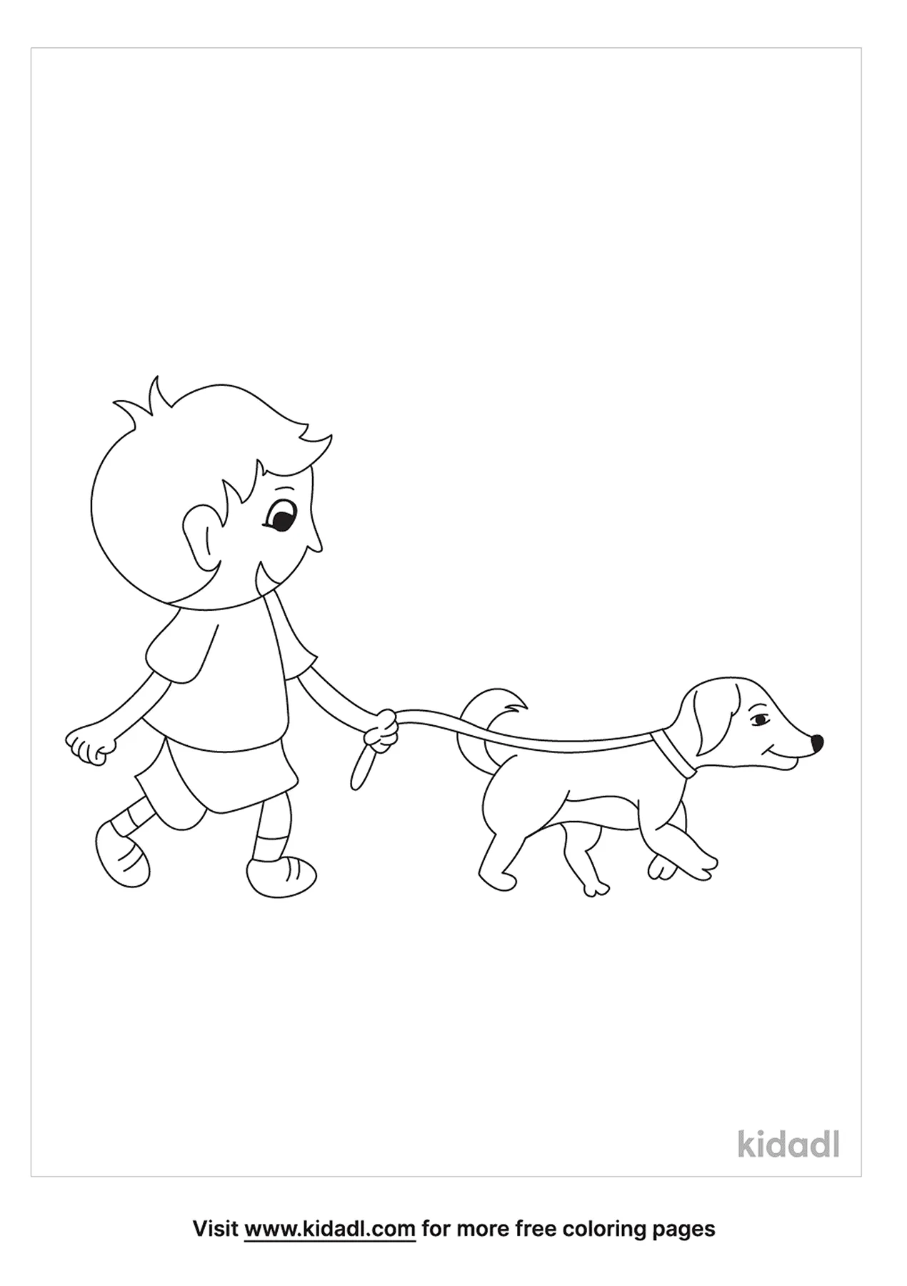 Free kid walking dog coloring page coloring page printables