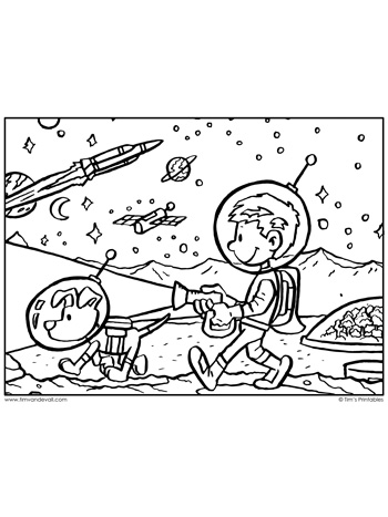 Martian dog walk coloring page â tims printables